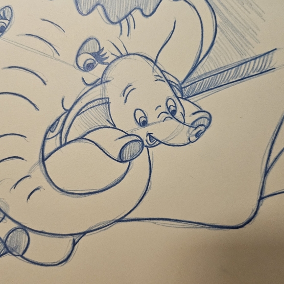 Disney Dumbo and Mrs. Jumbo mom Drawing/Sketch animation art signed - Picture 6 of 6